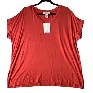 Magaschoni Womens Hibiscus V-Neck Top L